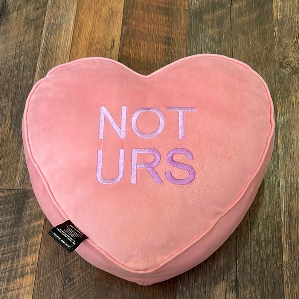 Dolls Kill Heart-Shaped Pillow with Embroidered Text - Picture 1 of 3